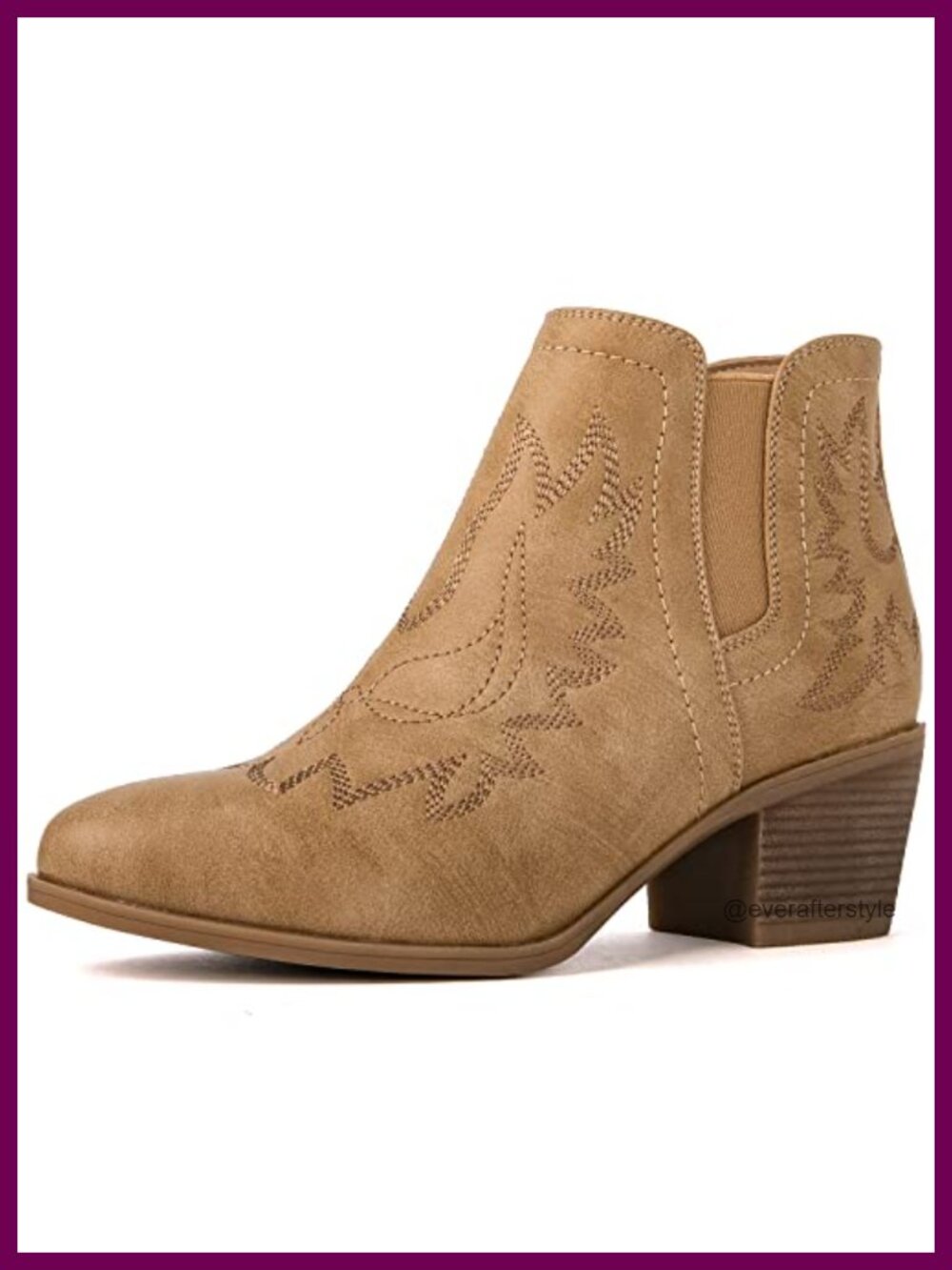 Faux Leather Cowgirl Ankle Booties Pull On Western Boots